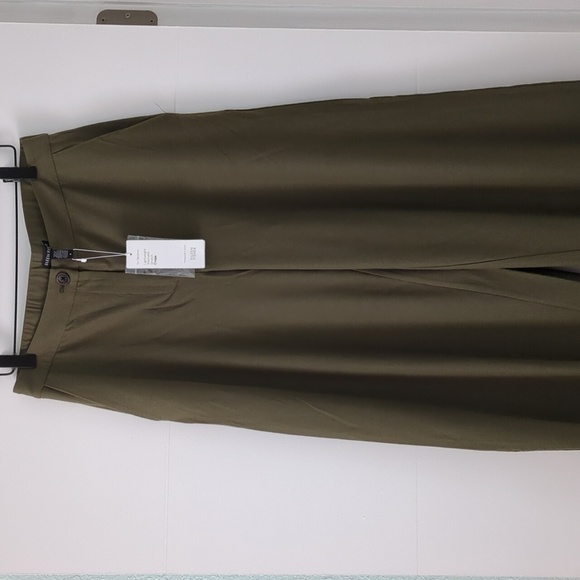 Eileen Fisher Olive Viscose Strechy Ankle Wide Leg Pants Office Career Travel 8 - Picture 2 of 8